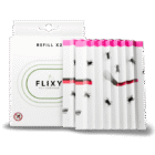 Flixys refillpaket med två stycken refillblad ståendes framför paketet